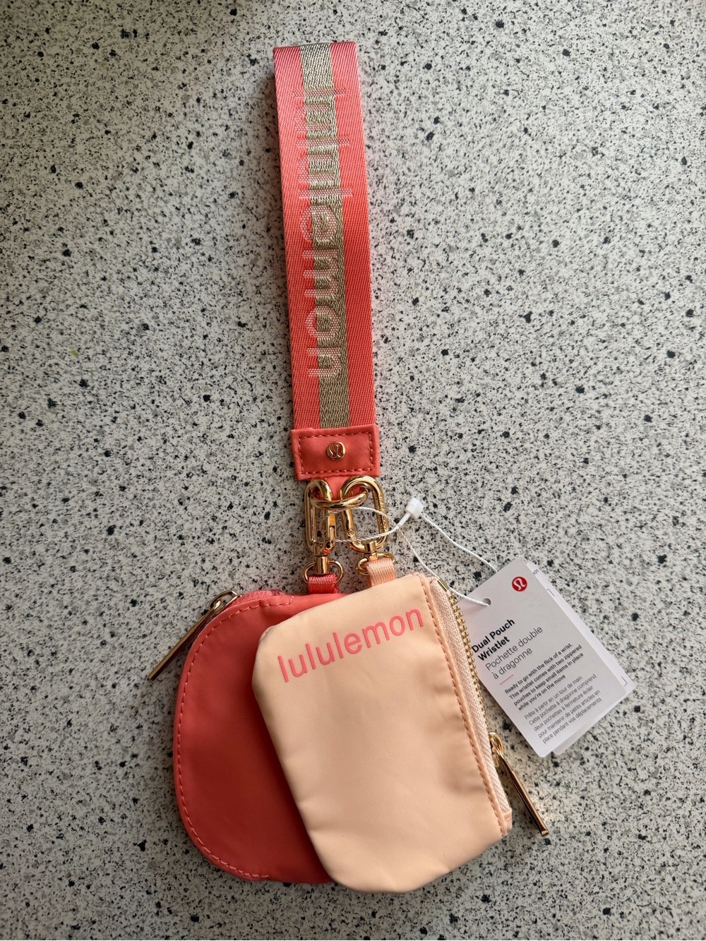 lululemon athletica Peach & Coral Wristlet Keychain Pouch